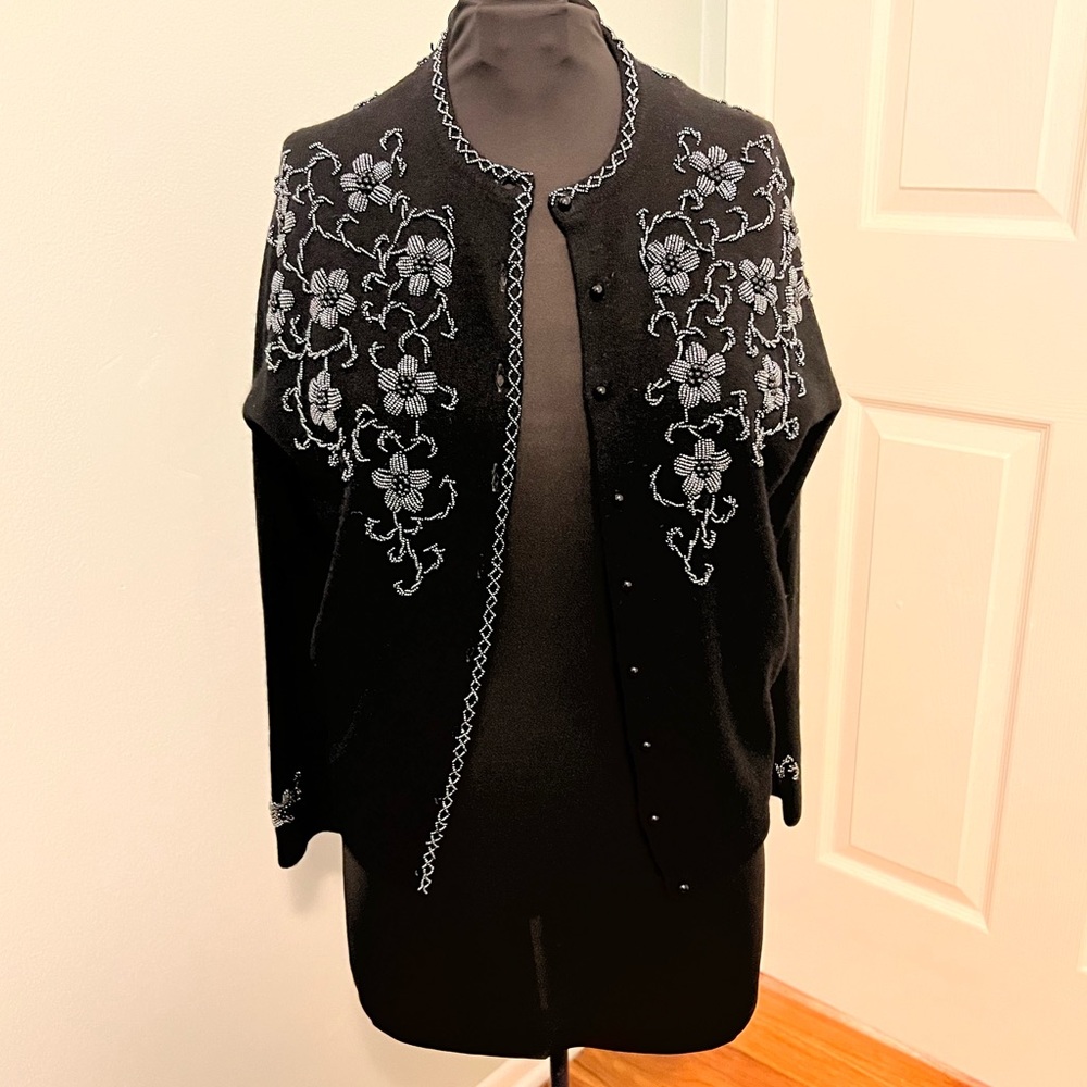 Vintage Floral Beaded Cardigan